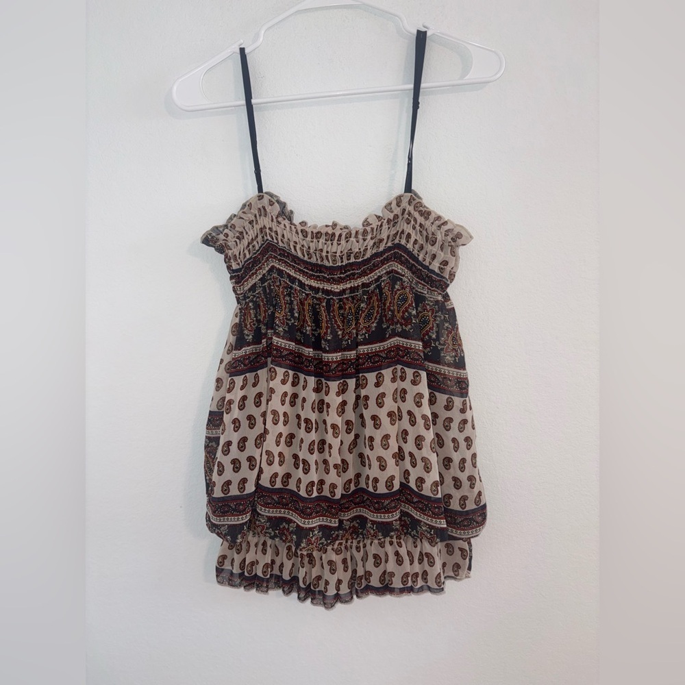 Boho Paisley Tiered Smocked Camisole Blouse - Picture 5 of 8